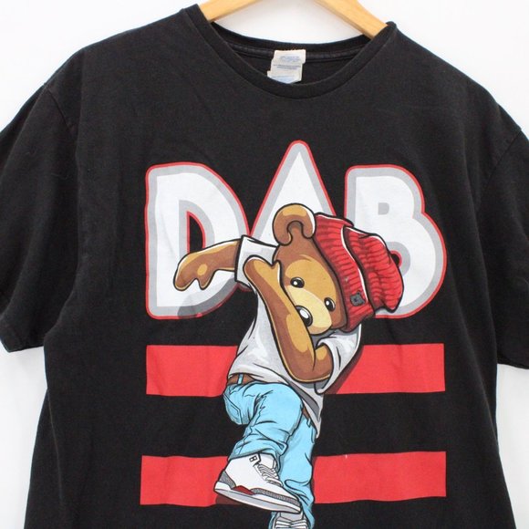 Vintage DELTA Pro Weight Shirt Mens Black DAB Bear Dancing Cotton Size Large L - Picture 2 of 8